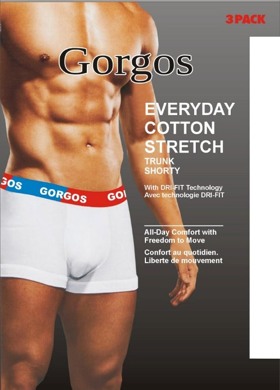 Gorgos Men's Trunk (Pack Of 3) ,Men's Boxer Shorts, Men's S. Jersey Lycra Trunk, Men's Boxer Shorty Cotton Trunk,Men's Shorty Underwear with Classic Fit